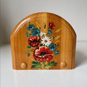 SOLD 🌸 Wooden Wildflower Napkin Holder